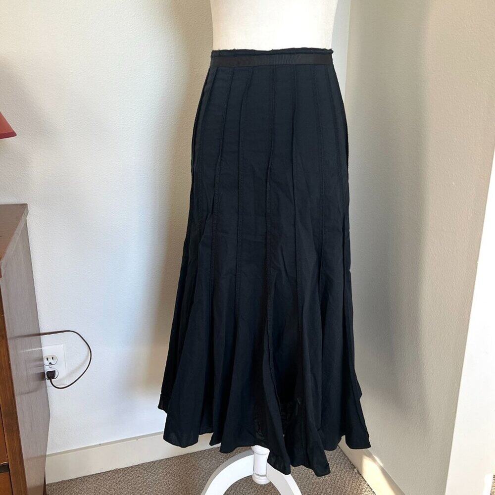 Black Panel Midi Skirt
